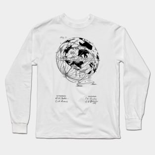 Globe Vintage Patent Hand Drawing Long Sleeve T-Shirt